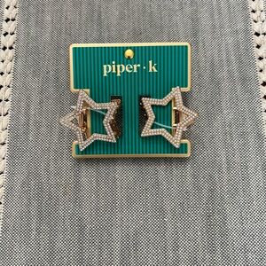 NEW SEALED Piper K SPARKLING SET OF TWO STAR HAIR CLIPS